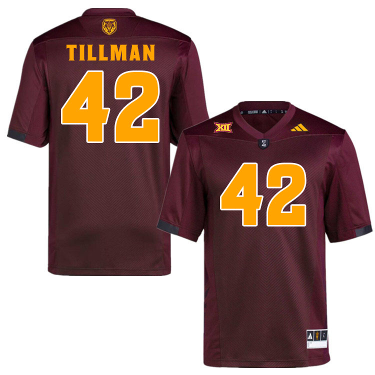 #42 Pat Tillman Arizona State Sun Devils College Football Jerseys Stitched-Maroon